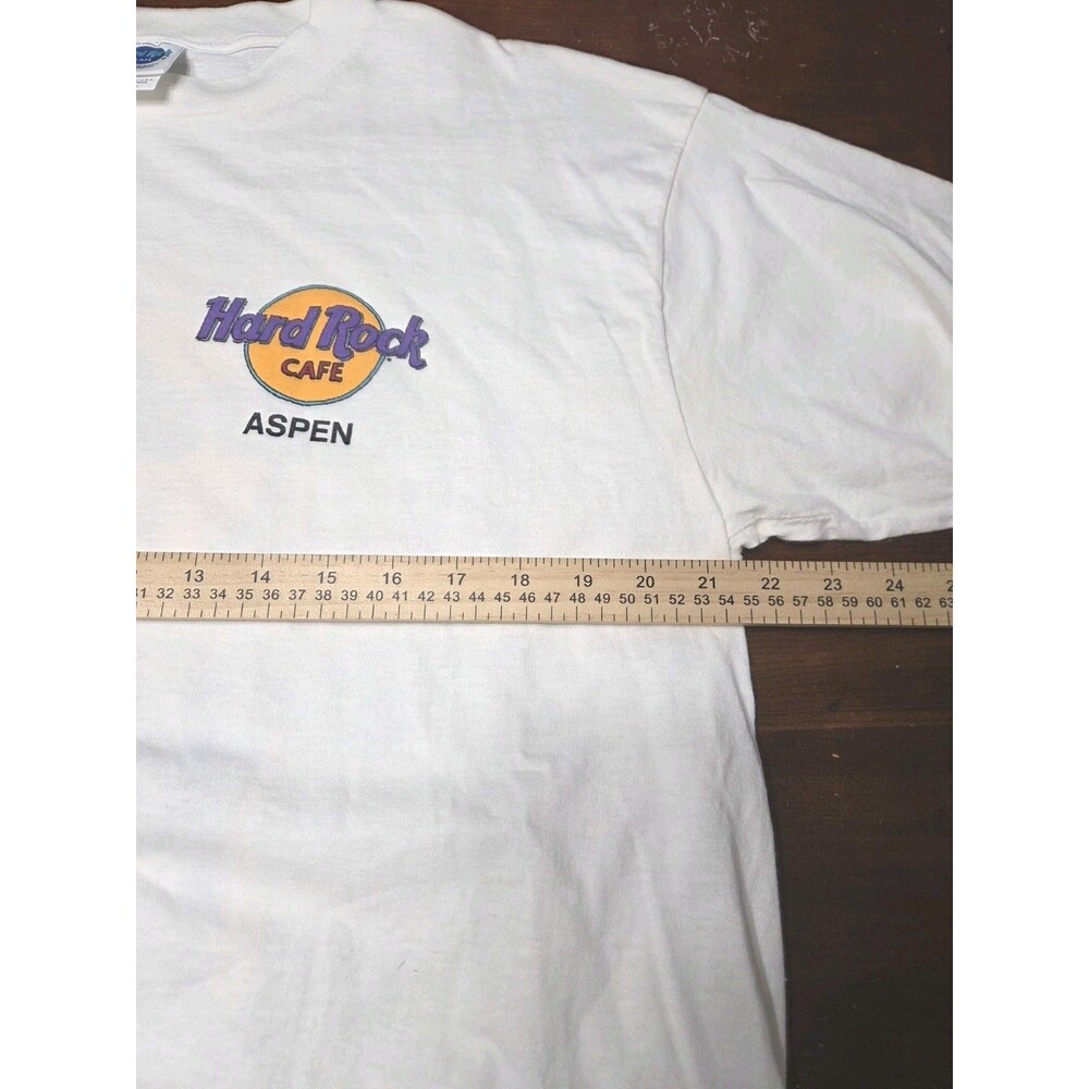 Vintage Hard Rock Cafe Aspen Ski T Shirt XL White Made in USA Sewn in Jamaica - Picture 5 of 7